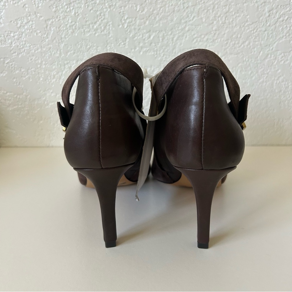 Vince Camuto Kreitha Leather Suede Stiletto Heels Booties in Root Beer Brown - Picture 5 of 8